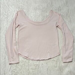 We The Free Pale Pink Long Sleeve Scoop Neck Top